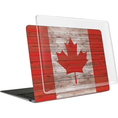 Canadian Flag Dark Wood MacBook Air 15in (2023-2025) Case plus Skin